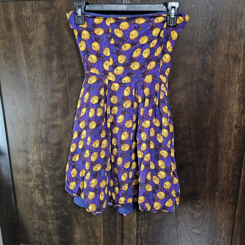 Forever 21 Purple and Yellow Strapless Dress
